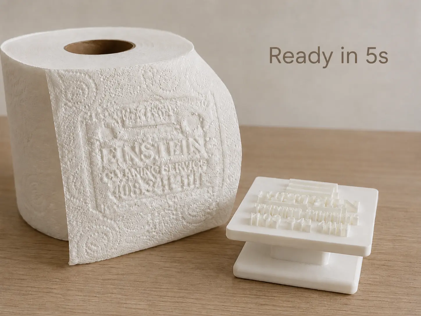 Custom Logo Embosser Stamp, Toilet Paper Press for Cleaning Businesses