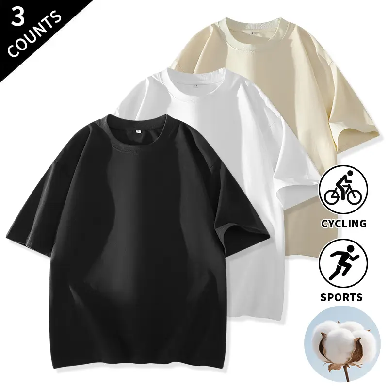 3-Pack Men’s Crew Neck Short Sleeve Solid T-Shirts for Outdoor Jogging, Road Trips, and Everyday Casual Outfits