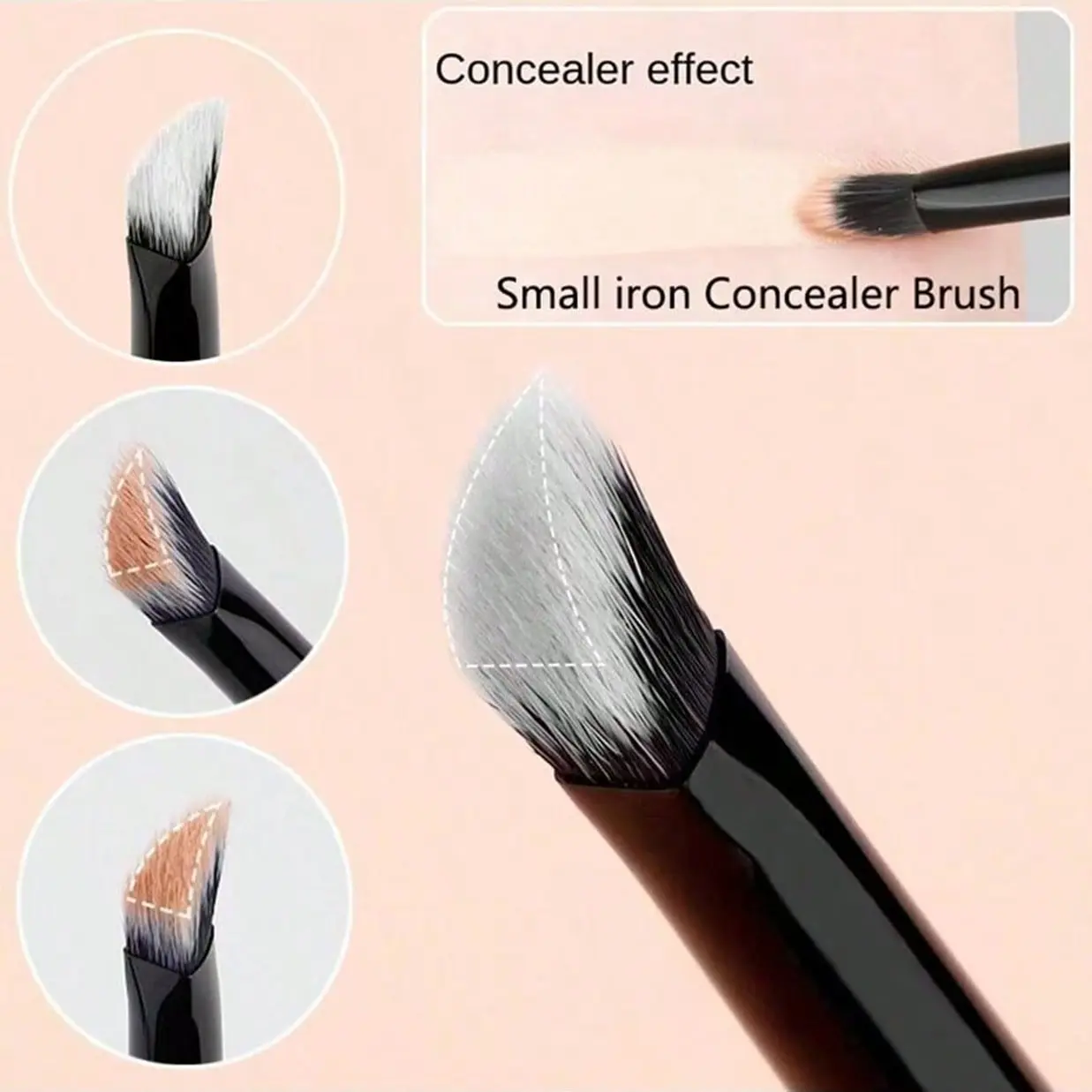 Small Triangle Concealer Brush, Angled Foundation Cream Brush, Compact Concealer Applicator, Precision Makeup Tool for Flawless Finish, Makeup Brushes