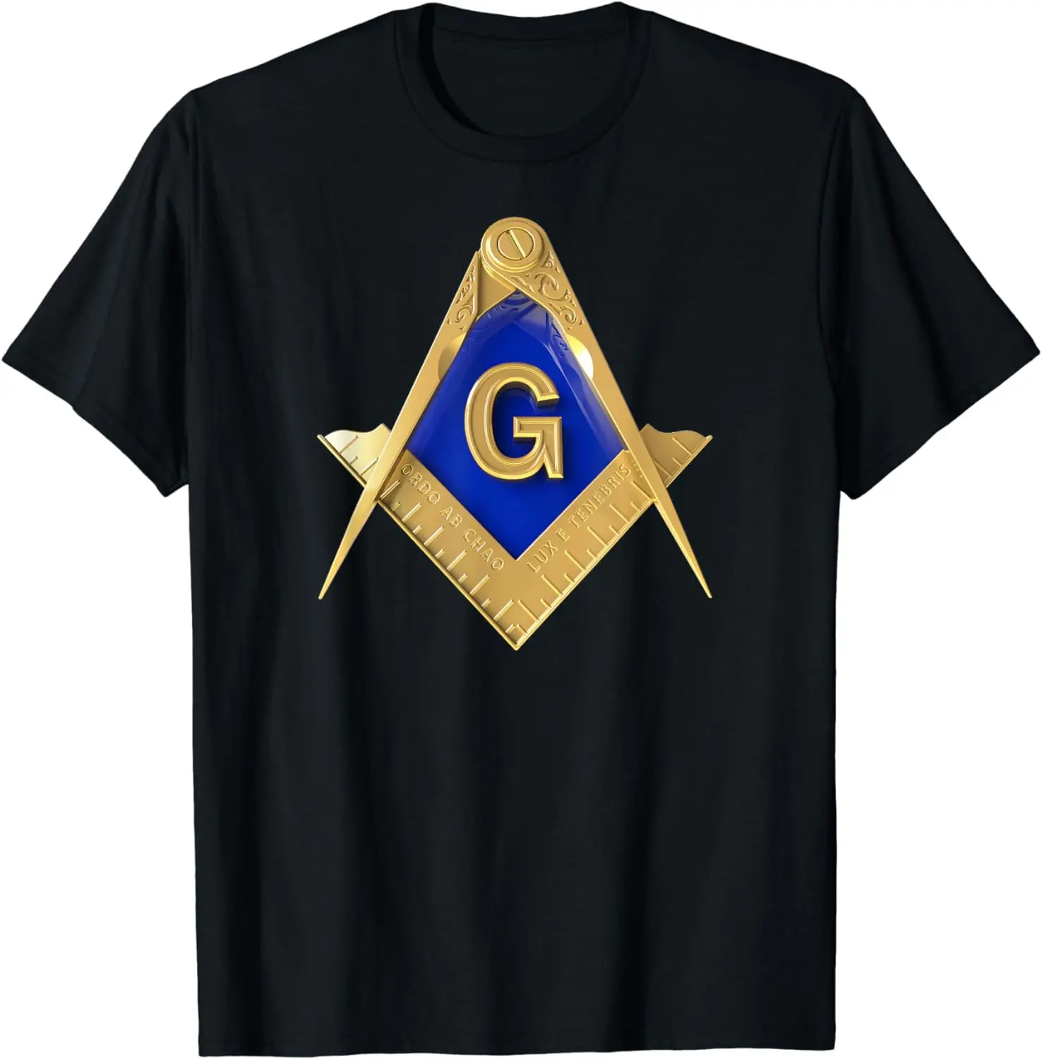 Men's Graphic Art T-Shirt, Casual Shortsleeve Masonic Square & Compass Freemason Print in 100% Cotton, Tops, Menswear, Playful, Fitted Cut