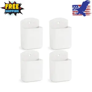 4 Pcs Remote Control Holde Wall Mount, TV Controller Holder  White
