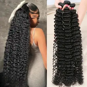【Alipearl Hair Bundles】30 Inch Deep Wave Bundles Kinky Curly Wave Hair Weft Unprocessed Virgin Human Hair Raw Bundles Water Wave Bundles