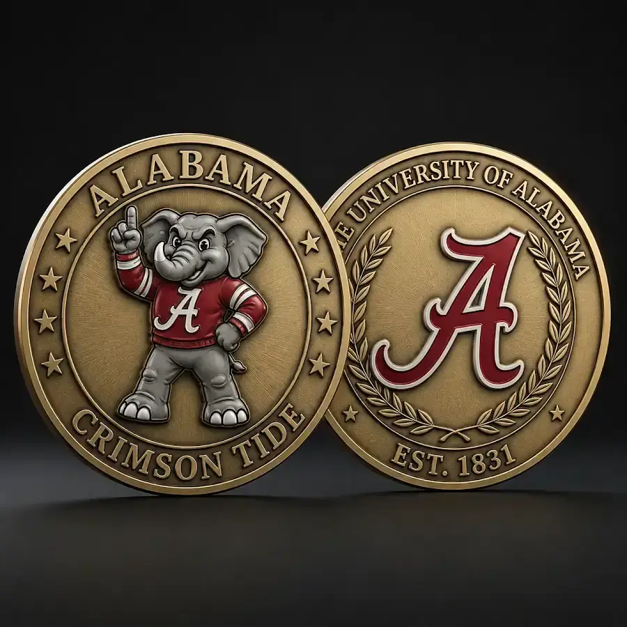 Alabama Crimson Tide challenge coin University of Alabama Big Al Est 1831 Roll Tide college football fan collectible coin gear