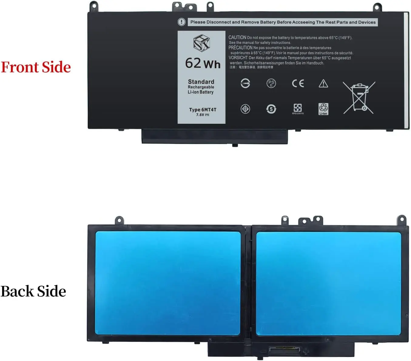 【6MT4T】 Replacement Laptop Battery for Dell Latitude E5570, E5470, E5270 Series & Precision 3510 Series, Compatible with 7V69Y, TXF9M, 79VRK, 07V69Y [7.6V, 62WH]