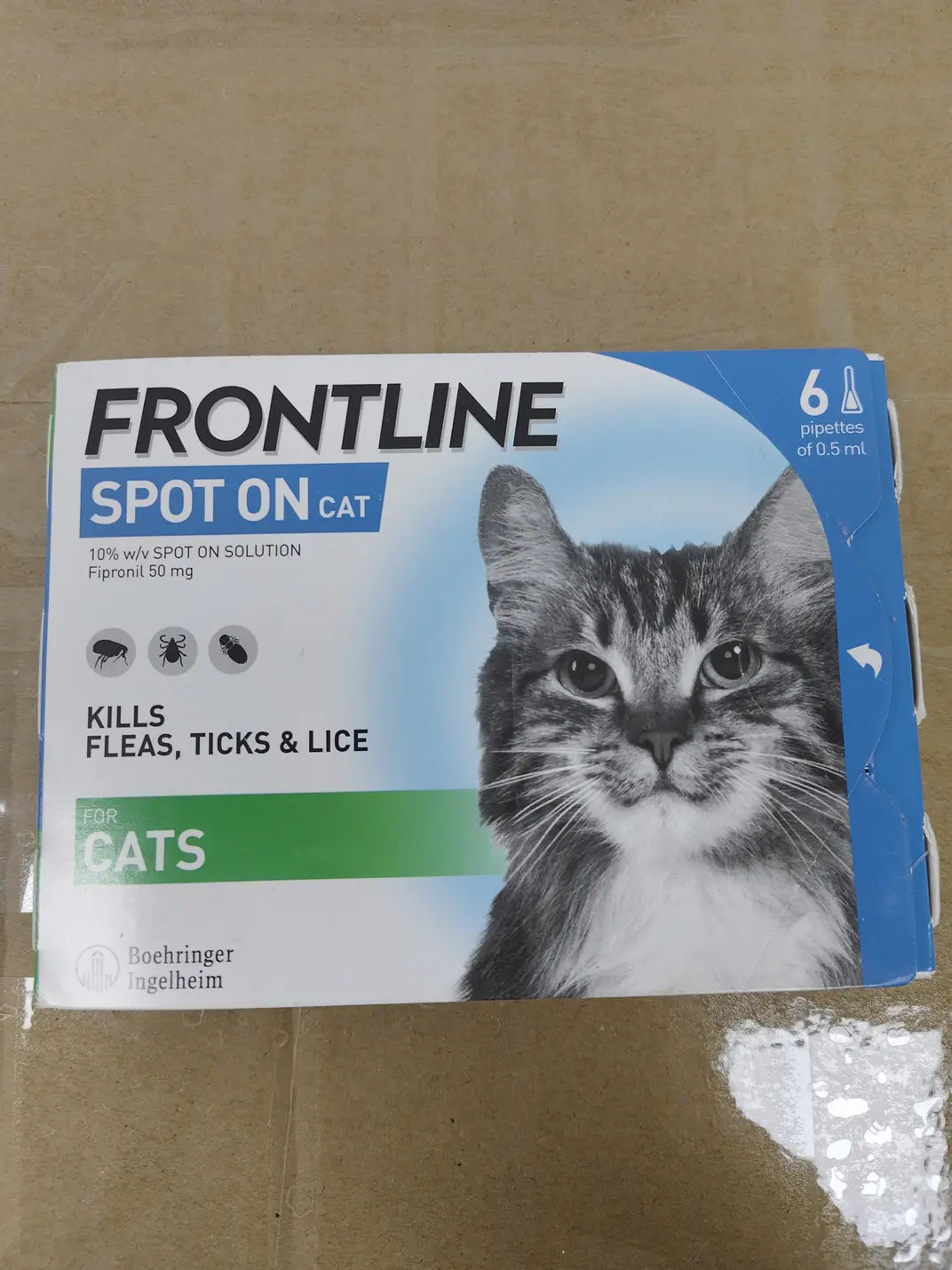 FOR CATS  FRONTLINE SPOT ON FLEA AND TICK TREATMENT FOR CATS, 6 Doses