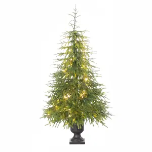 6'x36" Potted Norfolk Pine Tree with LED Lights for Festive Home Decor - Perfect for Holiday Season