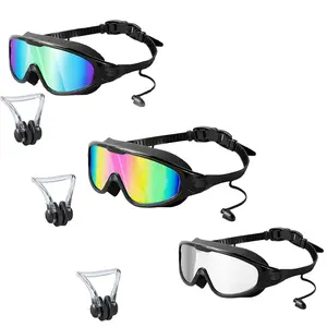 Swimming Goggles，Anti-fog & Anti-uv Swimming Goggles with Ear Plugs, Swim Glasses for Men Women Youth, Goggles for Outdoor Swimming, Water Sports Equipment, Swim Kit, Outdoor Funny Gift