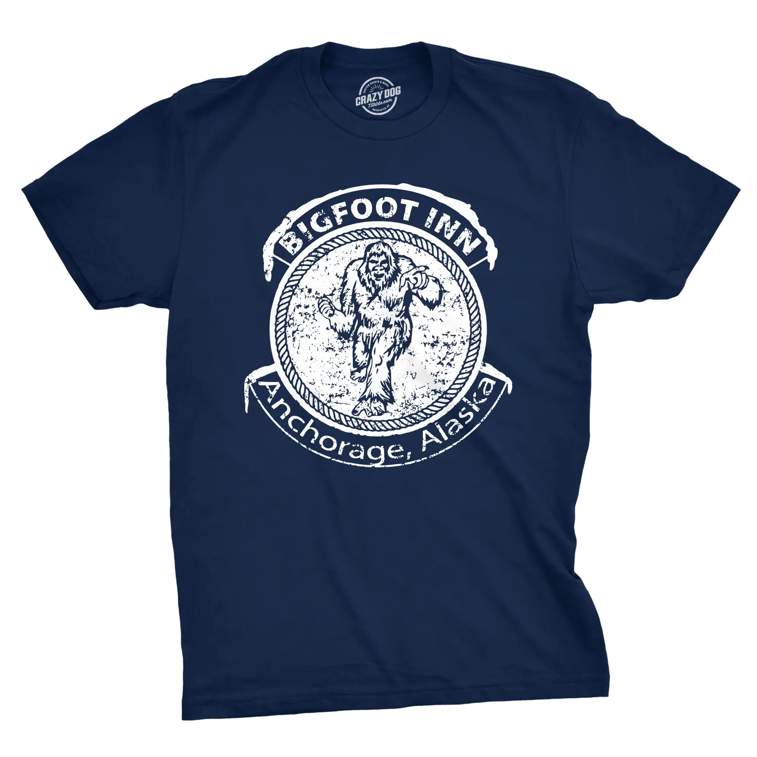 Big Foot Inn T Shirt Funny Dive Bar Pub Sasquatch Drinking Graphic Tee Mens Funny T Shirts Cool Vintage Fashion T-Shirt Gift Classic Menswear Funny Drinking Short Sleeve Novelty Tees for Guys Navy
