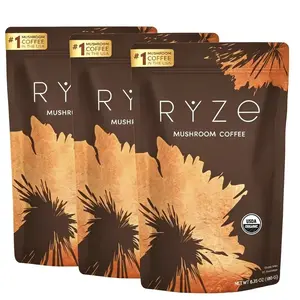 X3 RYZE Mushroom Coffee - USA-Grown Instant Healthcare Dietary Supplement with 6 Adaptogenic Mushrooms, MCT Oil, Lion's Mane, Turkey Tail, Vitamins for Energy & Focus - 30 Servings