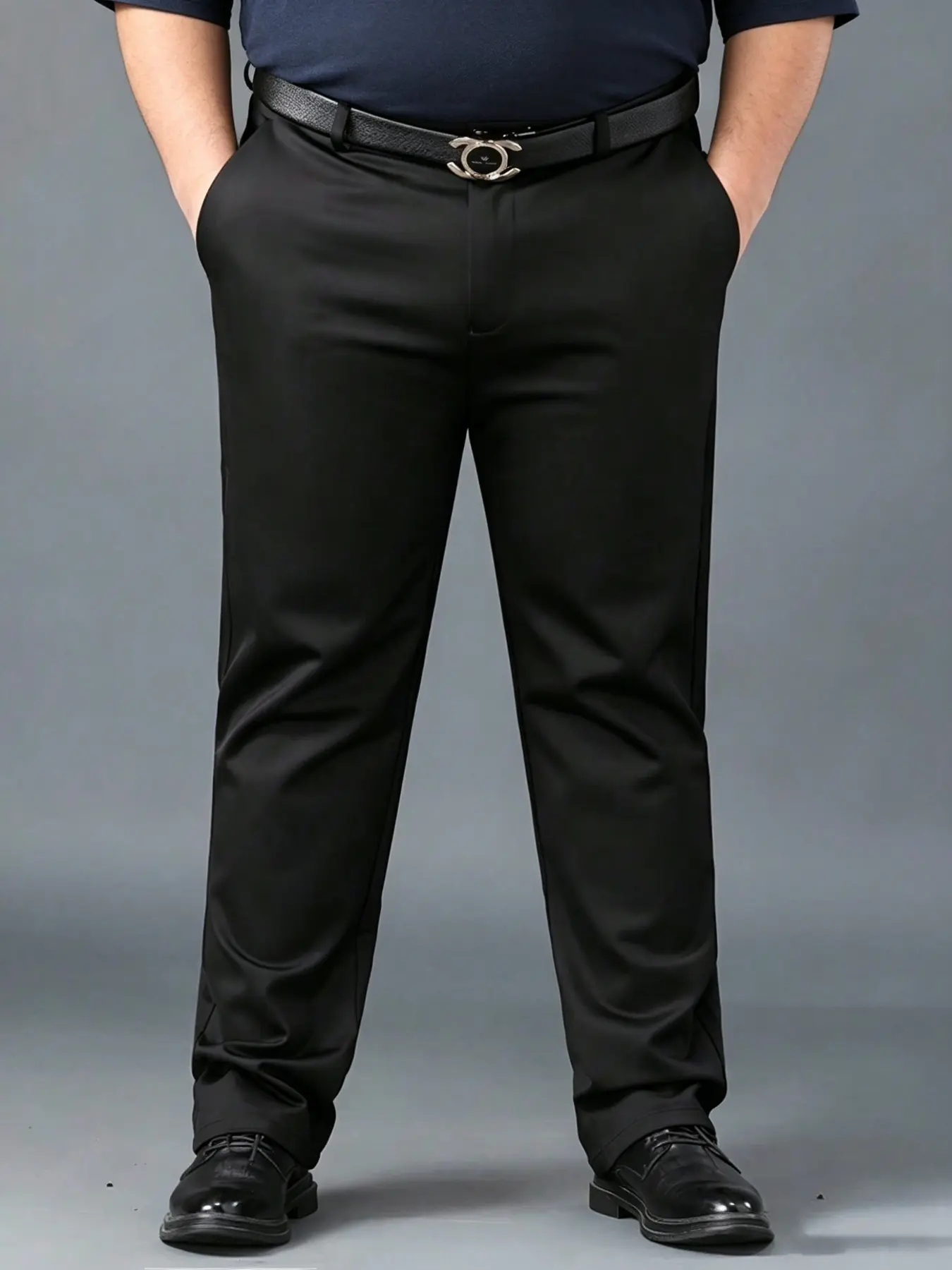 Men's Plus Size Business Casual Pants, High Waist Straight Leg Elastic Comfort Suit Long Pants, Stylish and Comfortable, Formal Attire, Formal, Business Trousers