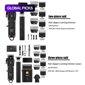 Men's Rechargeable Carving Hair Clipper Set, Electric Shaver & Trimmer Kit, Professional Grooming Tools, USB Charging, Home Use Accessories Included #GLOBAL PICKS