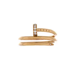 Pre-owned Cartier Juste un Clou Double Ring 18K Yellow Gold and Diamonds Small by Rebag