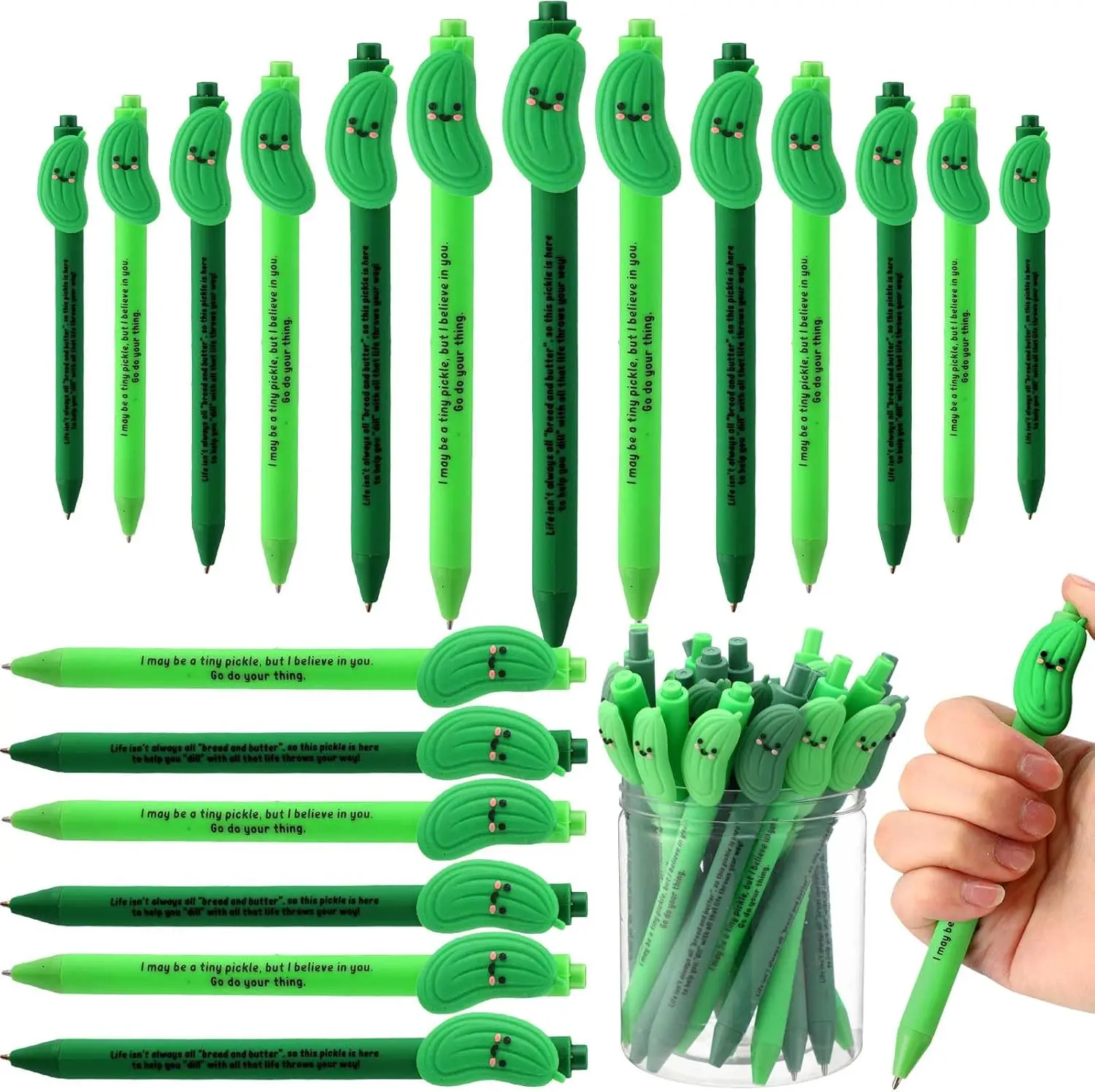 20 count Inspirational Positive Pens Bulk Employees Appreciation Gifts Affirmation Motivational Quote Pens for Coworker Team Thank You Gifts Christmas School (Pickle)