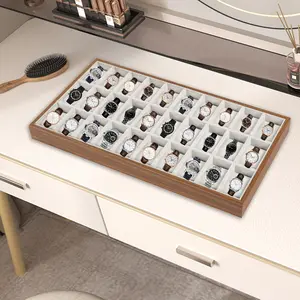 CNCEST Large Watch Storage Box 30 Compartment Organizer with Velvet Pillows for Bracelets Necklaces Jewelry Collection Display For Home Bedroom
