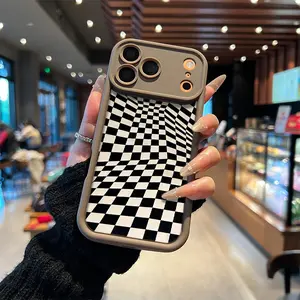 Optical Illusion Checkered Phone Case， Abstract Geometric Style for iPhone 17 16 15 14 13 12 11 Plus Pro Max， Cool Pattern Gift. c2