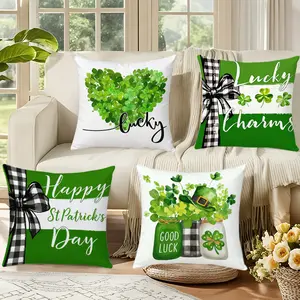 St. Patrick's Day Themed Pillowcase Short Plush Material Home Decor Cushion Cover