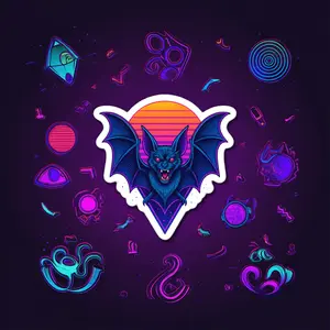Neon Bat Sticker Synthwave Vampire Bat Vinyl Decal for Laptops Water Bottles and Gear High-opacity Adhesive Gothic Neon Accessories