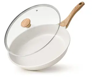 Nonstick Ceramic Frying Pan with Lid 8 Inch Omelet Pan Skillet,  Compatible Pan, Heat Resistant Handle