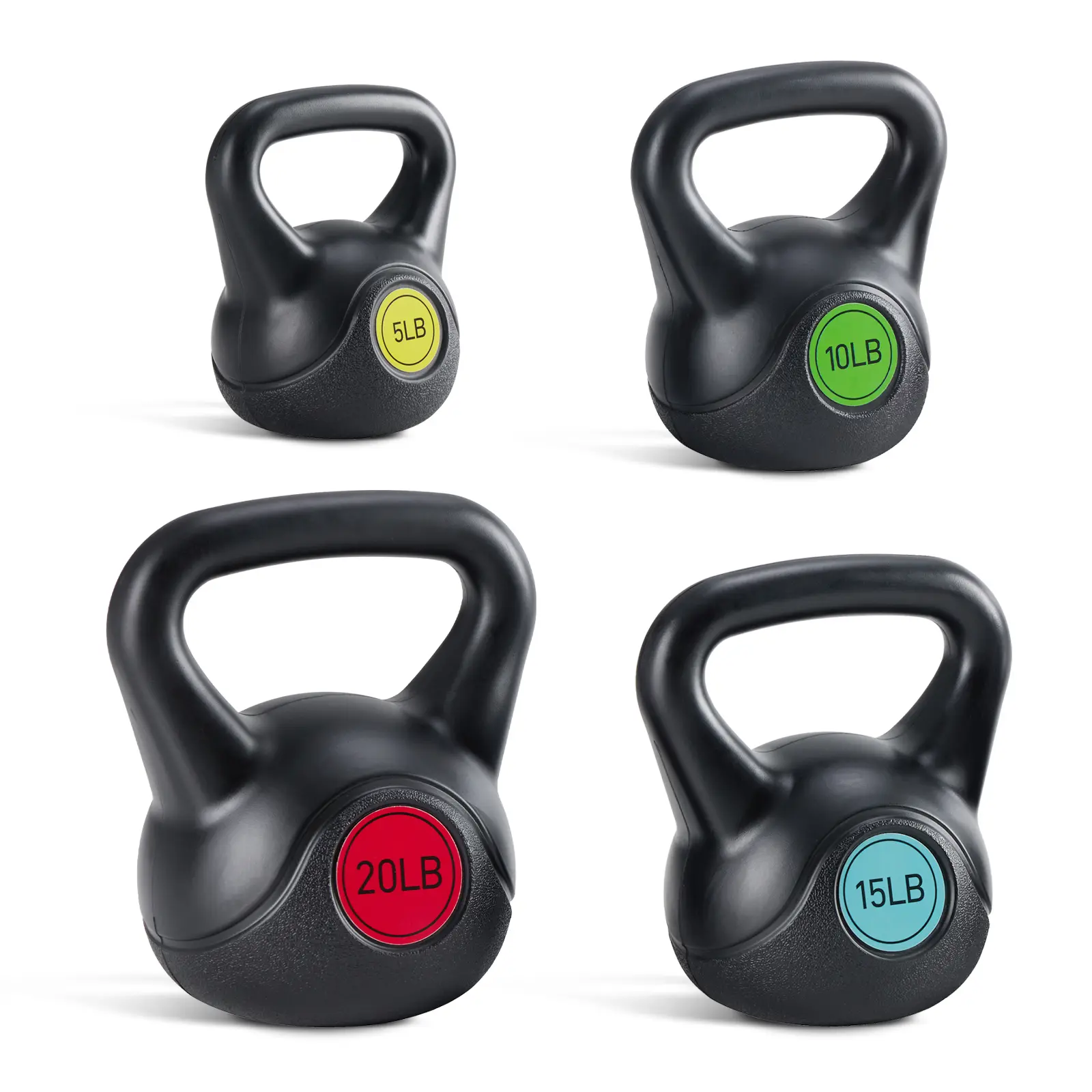 Hard Kettlebell Set, HDPE Coated Concrete Kettlebells, Strength Training Equipment for Home Gym & Outdoor, 10 lb, 15 lb, 20 lb