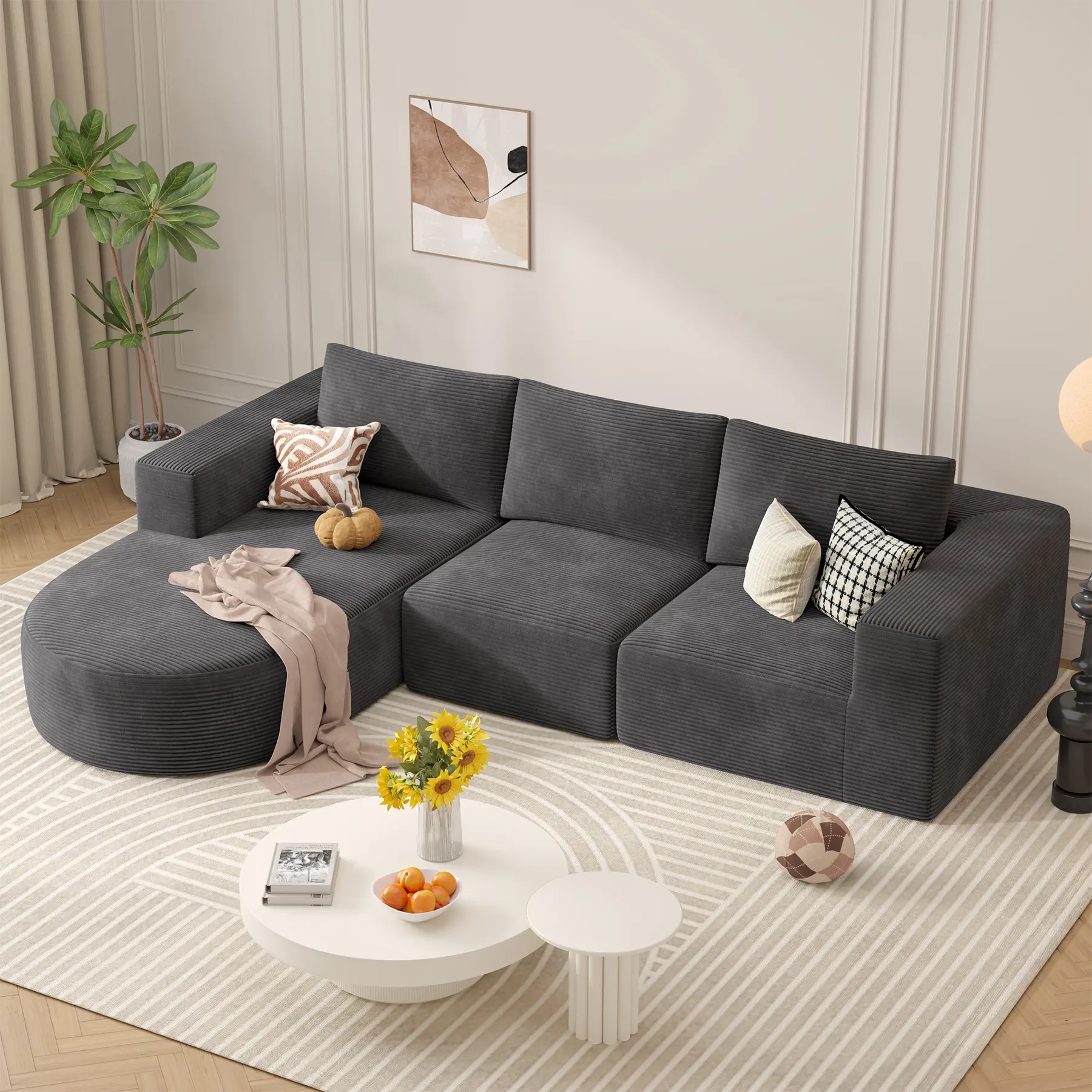 Grey -Left  Facing Chaise