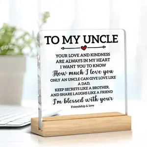 Uncle Gifts from Niece Nephew Fathers Day Birthday Thanksgiving Christmas Desk Decorations Acrylic Plaque Sign Best Uncle Ever Present