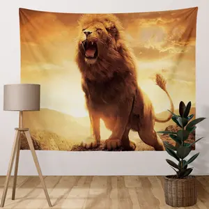 Lion Roar Landscape Wall Tapestry - Digital Printing on Polyester Material - Suitable for Living Room, Bedroom, Dormitory, Room, Party