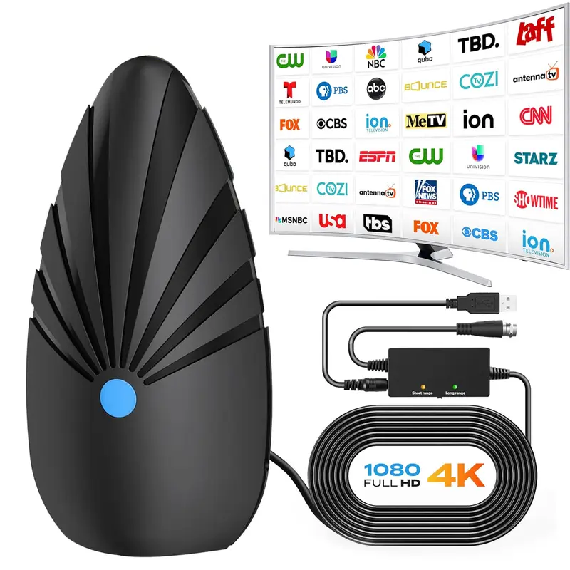 NEW Digital TV Antenna Indoor, 2026 Smart HDTV Antenna with Signal Booster for Local Channels And 3M Stick Base 360°&Long Range Reception for Local Channels, Easy Setup Antena For 4K 1080P HD VHF UHF TV Antenna