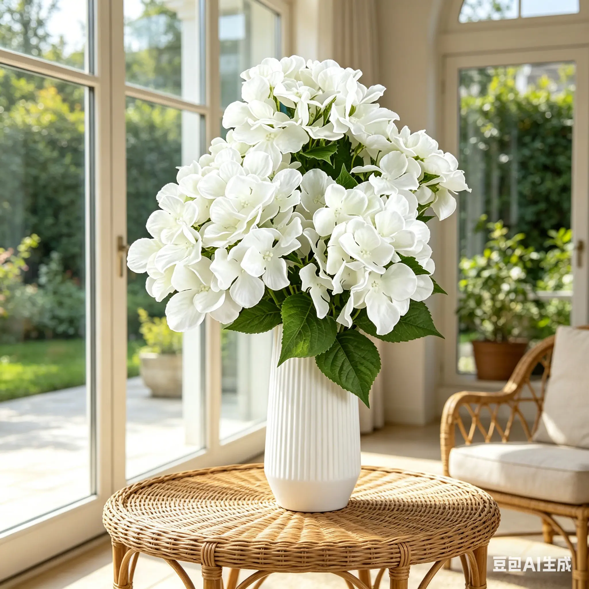 16.5 Inch White Artificial Hydrangea Flowers Real Touch Fake Hydrangea Stems for Wedding Centerpieces Home Table Decor DIY Bouquet Faux Floral Arrangements