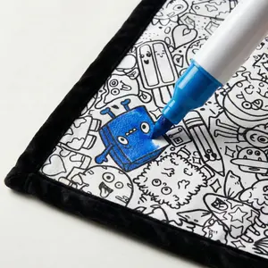 Giant Coloring Blanket Cartoon Art Blanket Soft Plush Reverse Side for Kids Adults Room Decor Ornament