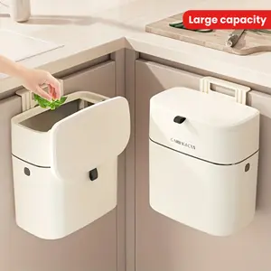 A Wall-mounted Trash Can, A Large-capacity Living Room And Bathroom With A Beautiful Appearance, Horizontal And Thin Trash Can With Lid, Kitchen Accessories