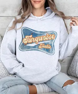 Stylish Gray Western Turquoise Junkie Unisex Hoodie