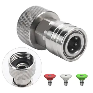 Heliwoo Garden Hose Adapter, 3/4" GHT to 1/4" Quick Connect, Hose to Power Washer Connector,Stainless Steel Construction for Car Wash Nozzle and Sprayer Attachment