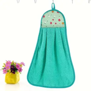 Random Color Kitchen Bathroom Hanging Towel, Super Soft with Hook, Cute Cartoon High Absorbent Tea Towel Cloth