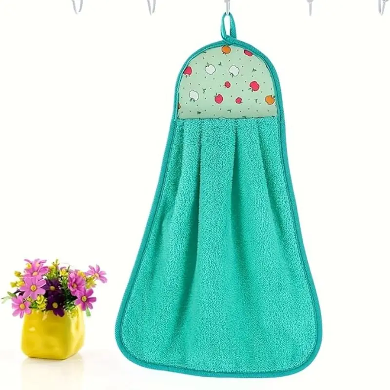 Random Color Kitchen Bathroom Hanging Towel, Super Soft with Hook, Cute Cartoon High Absorbent Tea Towel Cloth
