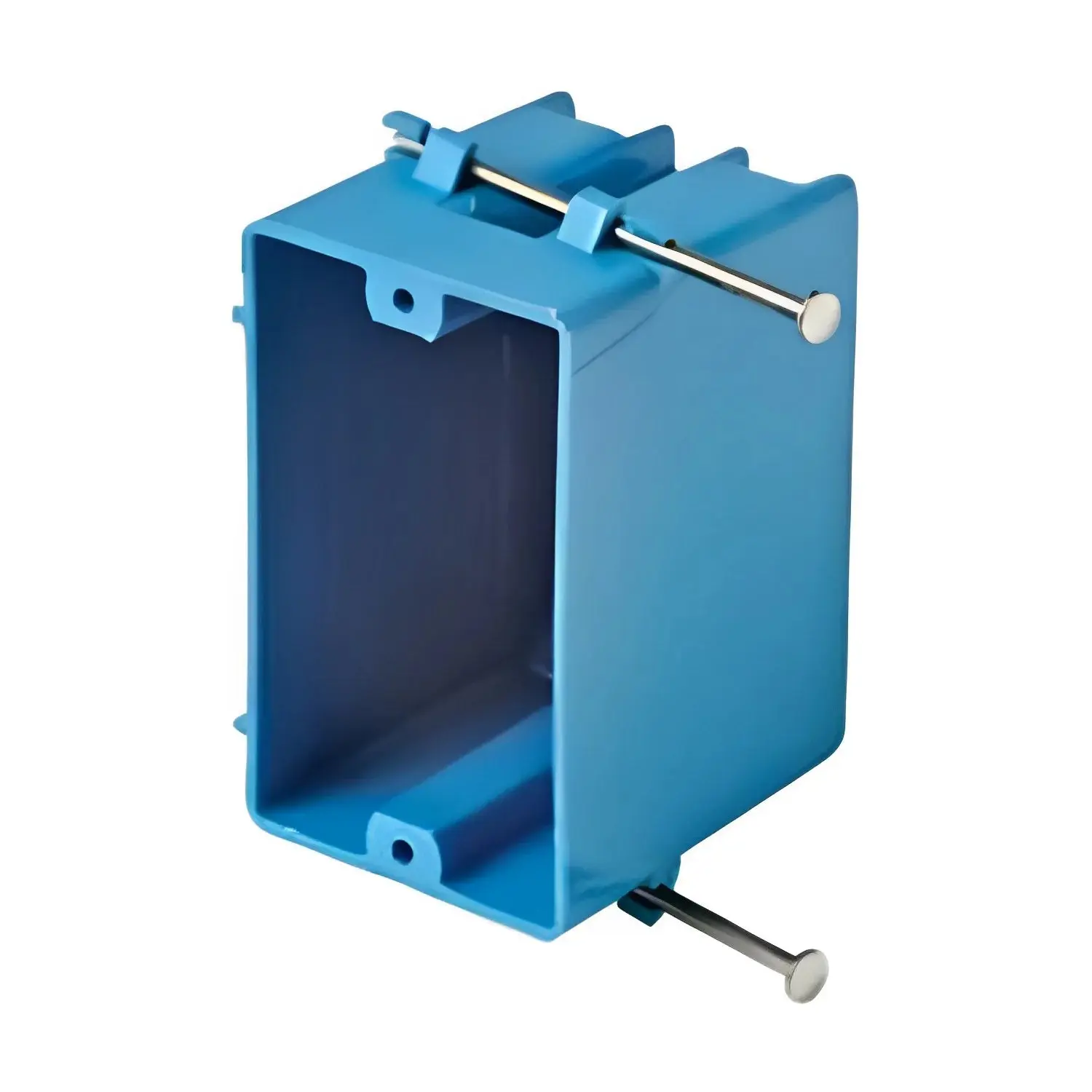1-Gang PVC New Work Standard Electrical Wall Box for Switches/Outlets, 23 Cubic In, Captive Nails Included, Lightweight, Easy Maintenance for Cable & Wires Management