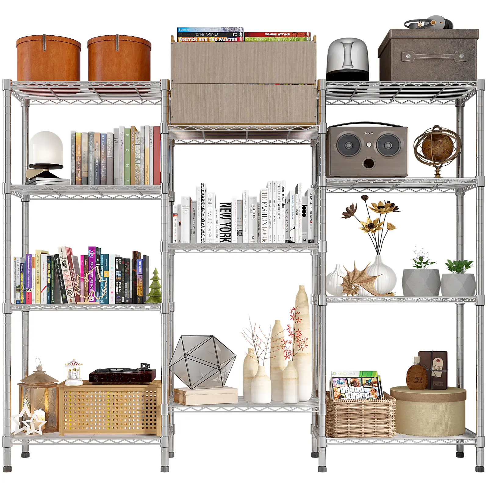 Heavy‑Duty NSF Certified Wire Storage Shelving Unit, 62.9 Inch Wide Adjustable Multi‑Tier Metal Wire Rack, Utility Storage Shelves For Garage, Pantry, Kitchen Basement Organization