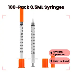 100PACK .5ML Syringe Individually Wrapped Lab Supplies (.5CC 31G 5/16"-100PACK)