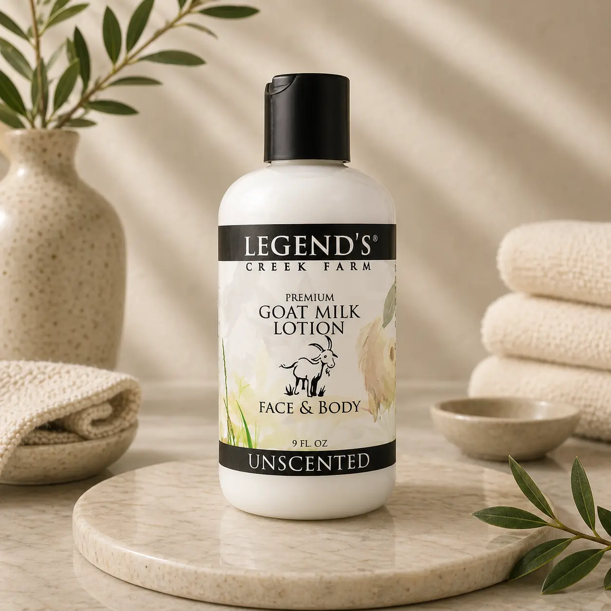 Unscented Goat Milk Body Lotion with Sunflower, Shea Butter - Sensitive Skin Body Care Moisturizer