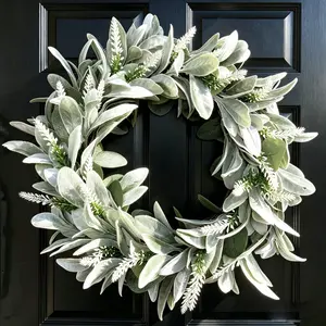 Sheep Ear and Eucalyptus Wreath, All-Year Round Indoor Wreath, Farmhouse Wreath, Country Style Wreath, Greenery Wreath, Door Wreath, Handmade Wreath, Festival Wreath