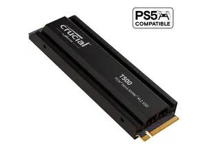 Crucial T500 1TB Gen4 NVMe M.2 Internal Gaming SSD with Heatsink, Up to 7300MB/s, PlayStation 5 Compatible + 1mo Adobe CC All Apps- CT1000T500SSD5