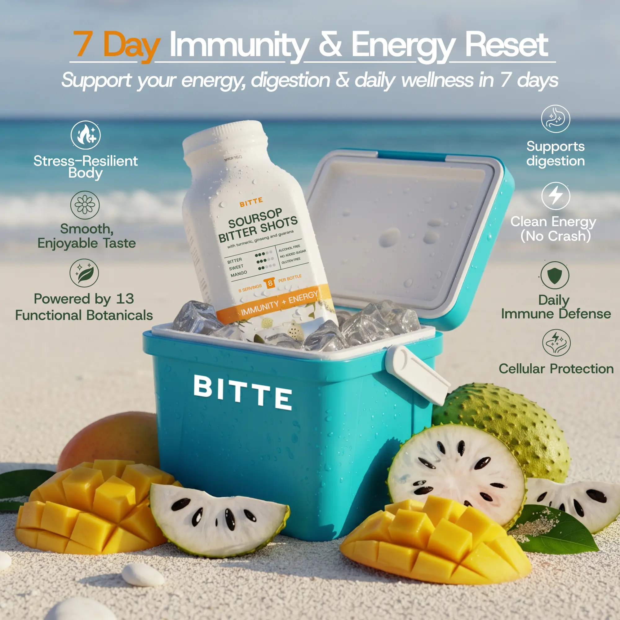 BITTE Soursop Bitters – Immune & Energy Shots | Functional Herbal Bitters for Daily Energy, Immune Defense & Focus | Infused with Soursop,