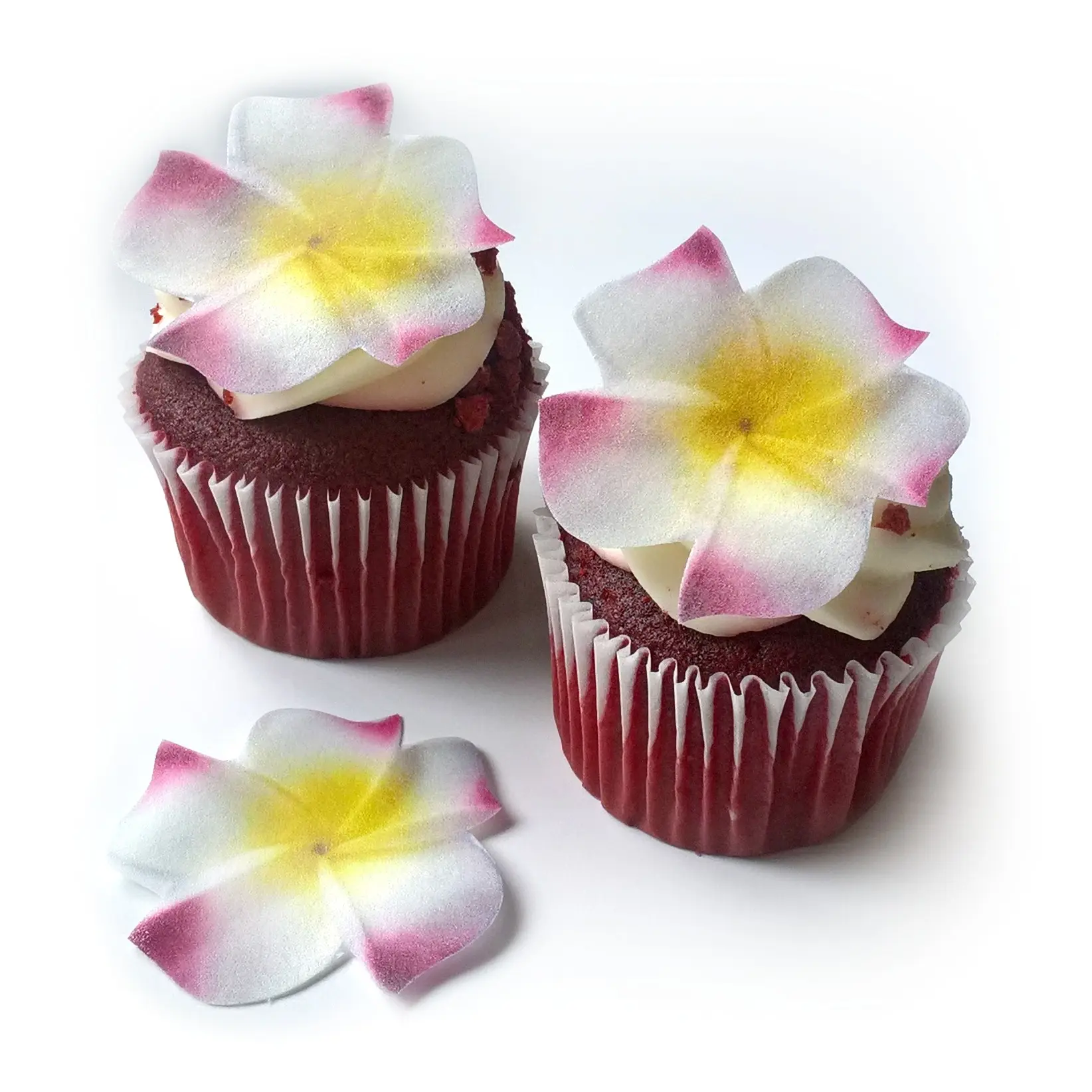 24 Plumeria Flower Pastel Wafer Paper Toppers, 1.5" x 1.5", Celebration - Dessert