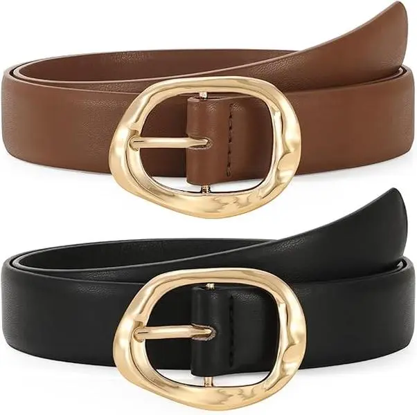 Pack of 2 Leather Belts for Women Fashion Waist Belt with Women Belt for Jeans Pants Dresses, Engineered for Year-round Versatility Across Professional, Social and Everyday Settings