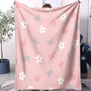 Soft and adorable light pink blanket with cute printed patterns,Flannel blanket, Flannel throw blankets,Suitable for gifting or personal use,Ideal for sofas, beds, travel and more,Multiple styles available