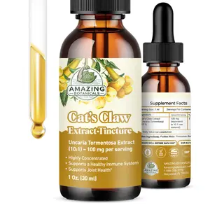 Amazing Botanicals Organic Uncaria Tomentosa Cat’s Claw 10X Extract Tincture Herb, GMP Certified Edible Liquid Drops, High Potency Fitness Supplement for Immunity Boost, Joint & Muscle Wellness (Multi-Size)
