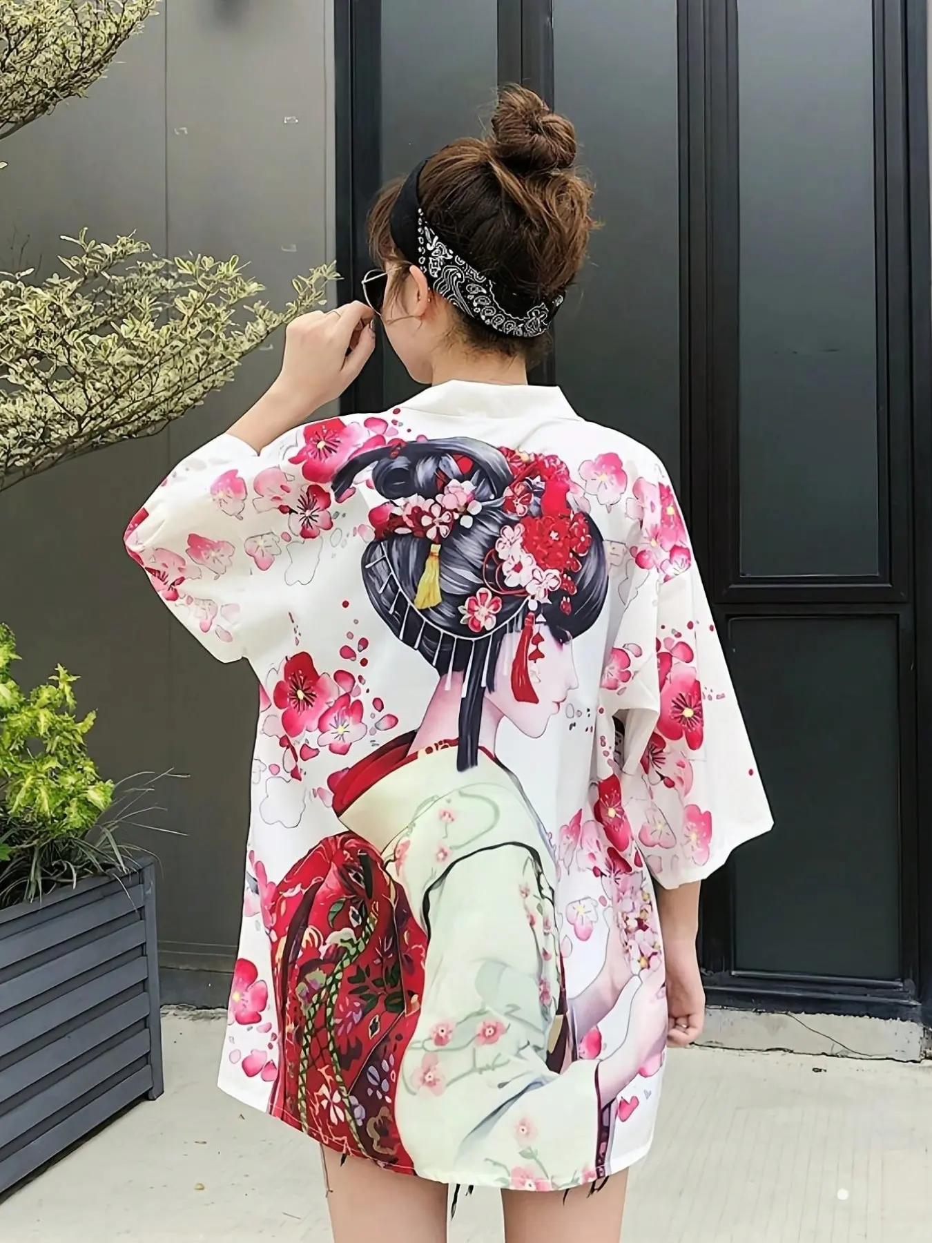 Cute Japanese Traditional Kimono Windbreaker, Loose-Fitting Summer Beach Jacket, Casual Sun Protection Shirt, Party and Festival, Aesthetics