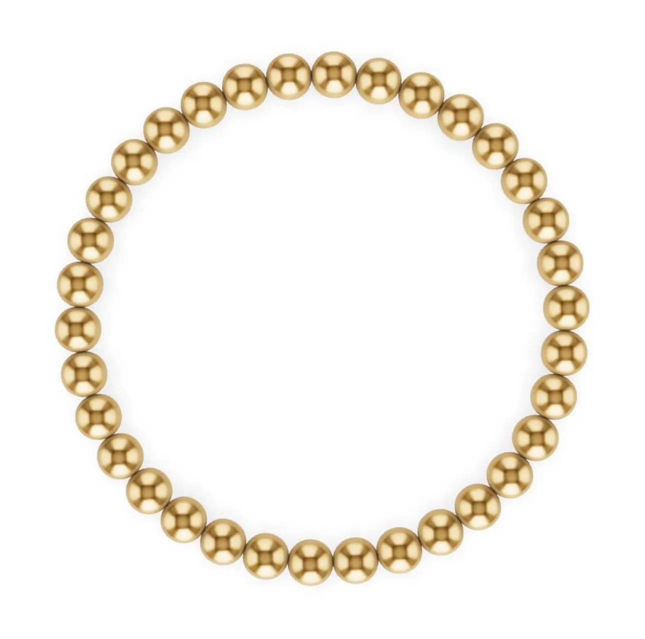 6mm 18K Gold PVD Coated Stainless Steel Metal Bead Stretch Bracelet