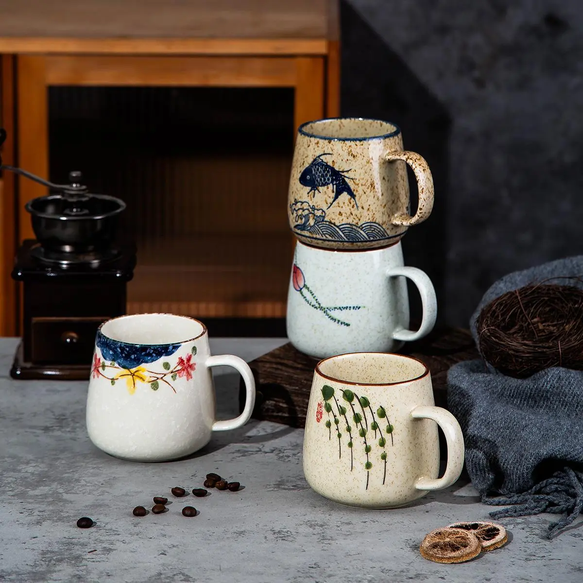 Ceramic Coffee Mug, Japanese Style Afternoon Tea Cup, Stylish Water Cup for Home and Office Use, Drinkware, Ceramic Beverage Cup, Coffee Cups Gift