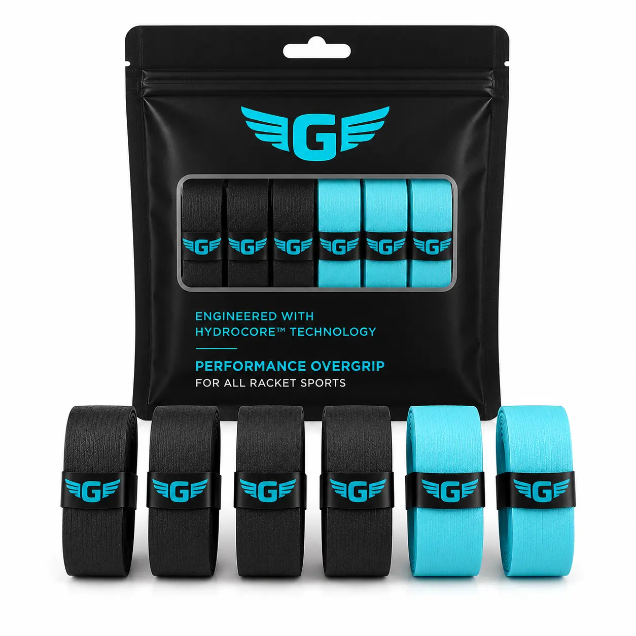 Grypion 6-Pieces Polyurethane Tennis Overgrips - Premium Tacky Surface Racquet Grip Tape for Multi-Sports Tennis, Pickleball