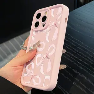 Exquisite pink bow pattern, TPU anti-fall full cover protective phone cases , suitable for iPhone 17 16 15 14 13 12 11 XS X and other series mobile phone cases, can be given as a gift to friends or family Protector Screen Protector